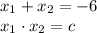 x_1+x_2=-6\\x_1\cdot x_2=c