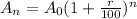 A_n=A_0(1+\frac{r}{100} )^n