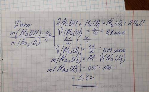 Яка маса солі утвориться при взаємодії 4 г натрій гідроксиду з карбонатною кислотою?