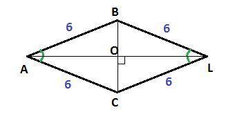 8 клас, тригонометрические функцииНайдите диагональ ромба со стороной 6 см. и острым углом L​