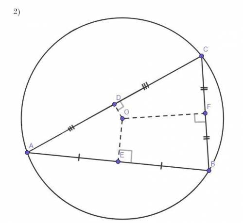 На рисунке изображена вписанная окружность. Объясните как можно определить расположение центра этой