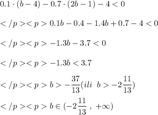 0.1\cdot (b-4)-0.7\cdot (2b-1)-4