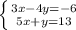 \left \{ {{3x-4y=-6} \atop {5x+y=13}} \right.