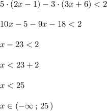 5\cdot (2x-1)-3\cdot (3x+6)