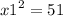 {x1}^{2} = 51