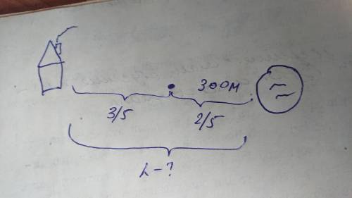 На пути от дома к озеру Федор встретил друга. Они вместе оставшиеся 300 метров , что составило 2\5 р