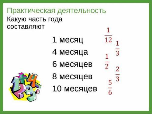 Какую састь года составляет 1 месяц?4 месяца