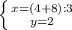 \left \{ {{x=(4+8):3} \atop {y=2}} \right.