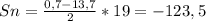 Sn = \frac{0,7-13,7}{2} * 19 = -123,5