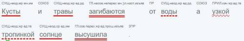 Словосочетание в предложении кусты и травы сгибаются от воды а узкую тропинку солнце высушало Ещё по