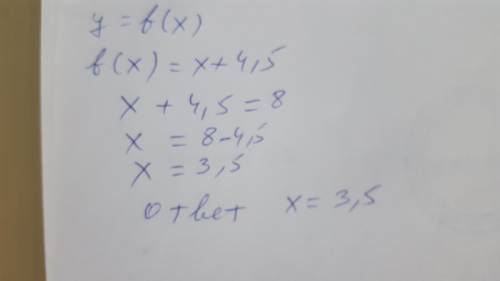 Дана функция y=f(x), где f(x)=x+4,5. При каких значениях аргумента выполняется равенство