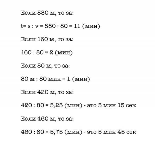 За сколько минут можно обойти сад, если про- ходить 80 метров в минуту? 880 m 160 m 80 m 420 m 460 m