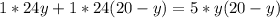 1*24y+1*24(20-y) =5*y(20-y)