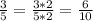 \frac{3}{5} =\frac{3*2}{5*2} =\frac{6}{10}