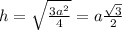 h = \sqrt{\frac{3a^2}{4}} = a\frac{\sqrt{3}}{2}