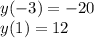 y(-3)=-20\\y(1)=12