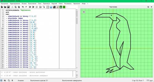 Составьте команду для чертежника, чтобы получился вот такой пингвин