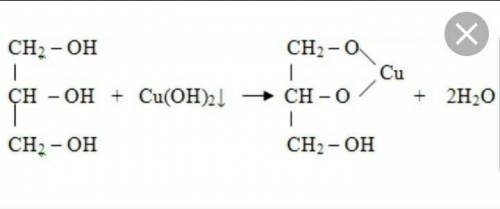Написать уравнения реакции:глицерина с купрум(2)гидроксидом