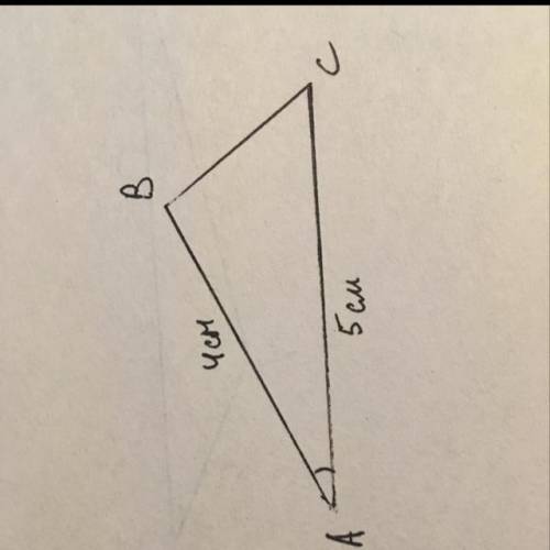 Постройте треугольник АВС , если АВ= 4 см; АС=5 см; угол А- острый
