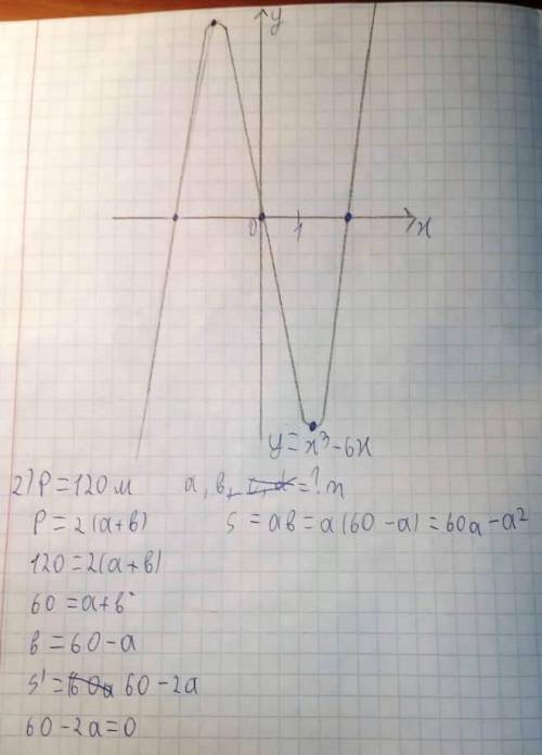 1 задание. Функция f(x) = x³ - 6x. Постройте эскиз графика функции используя производную. 2 задание.