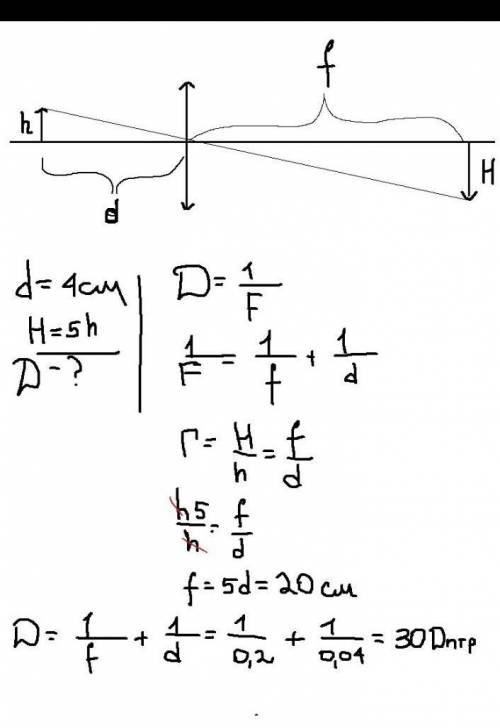 Решите задачу УМОЛЯЮ Предмет находится на расстоянии от линзы в 4 раза больше фокусного. Во сколько