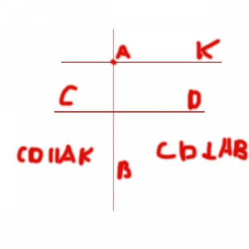 В Побудуй пряму CDвибери точку A поза прямою.За до лінійкі та косинця побудуй пряму AB перепендикуля