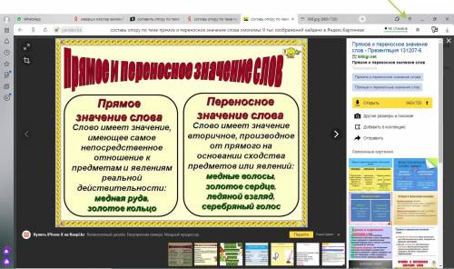 Составить опору по теме: прямое и переносное значение слова омонимы