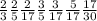 \frac{2}{3} \frac{2}{5} \frac{2}{17} \frac{3}{5} \frac{3}{17}\frac{5}{17} \frac{17}{30}