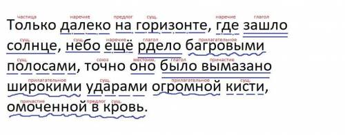 Только далеко на горизонте, где зашло солнце, небо ещё рдело багровыми полосами, точно оно было выма