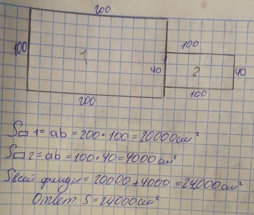 Определите, чему равна площадь данной фигуры. ответ дайте в квадратных сантиметрах.