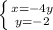 \left \{ {{x=-4y} \atop {y=-2}} \right.