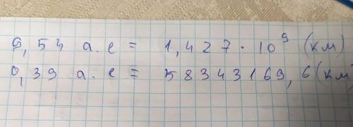 1) Сатурн находится на расстоянии от земли 9,54 а.е. Перевести в км 2) Меркурий находится от Земли н