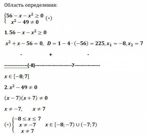 Найдите область определения функции: