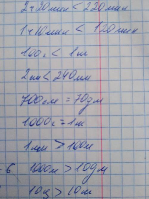 2.Сравни 2ч 20мин * 220мин 1ч 10мин * 120мин 100г * 1кг 2см * 240мм 700см * 70дм 1000г * 1кг 1км