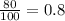 \frac{80}{100} =0.8