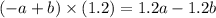 ( - a + b) \times (1.2) = 1.2a - 1.2b