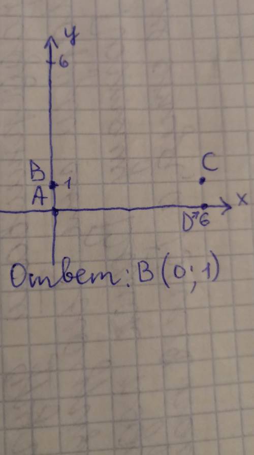 Известно что точки А В С Д ВЕРШИНЫ ПРЯМОУГОЛЬНИКА. ДАНО А(0,0) С(6,1) Д(6.0) определи координаты вер