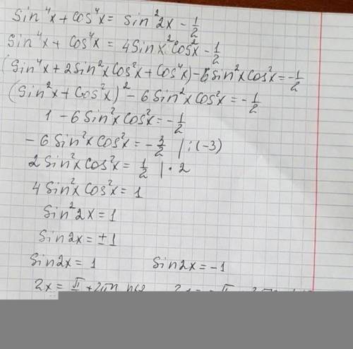 Sin⁴x+Cos⁴x=Sin²2x-½​