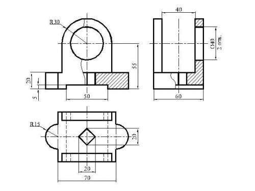добрый день в инженерной графике, нужно сделать по образцу 3 вида и разрез1/4