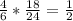 \frac{4}{6} *\frac{18}{24} =\frac{1}{2}