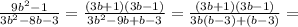 \frac{9b^2-1}{3b^2-8b-3}=\frac{(3b+1)(3b-1)}{3b^2-9b+b-3}=\frac{(3b+1)(3b-1)}{3b(b-3)+(b-3)}=