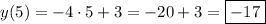 y(5)=-4\cdot 5+3=-20+3=\boxed{-17}