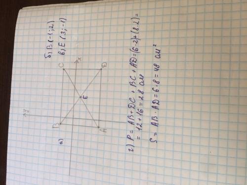 Точки A (-1, - 4) C(7,2) D(7,-4) являются вершинами прямоугольника ABCD. a) постройте прямоугольник