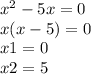 x^2-5x=0\\x(x-5)=0\\x1=0\\x2=5