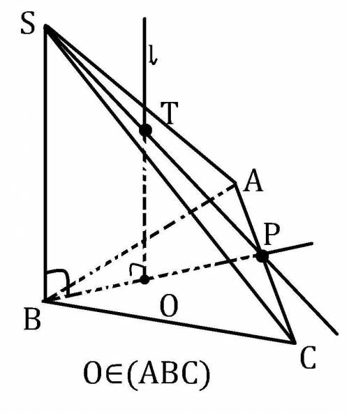 SABC — треугольная пирамида, у которой боковое ребро SB перпендикулярно плоскости ABC. Прямая l прох
