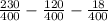 \frac{230}{400} - \frac{120}{400} - \frac{18}{400}