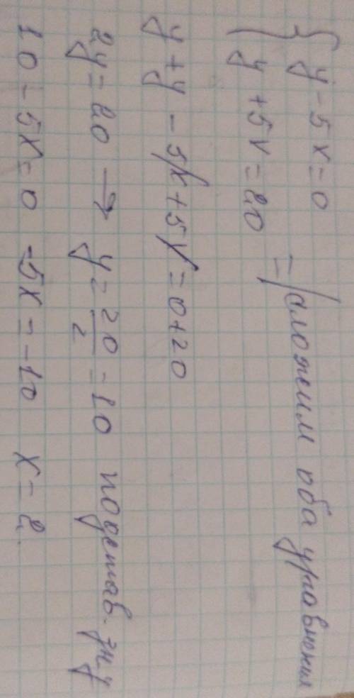 Решите систему уравнений удобным вам а) {у=5х 5х+у=20 б) {2х-3у=6 4х+3у Я А ЭТОМ НЕ РАЗБИРАЮСЬ ​