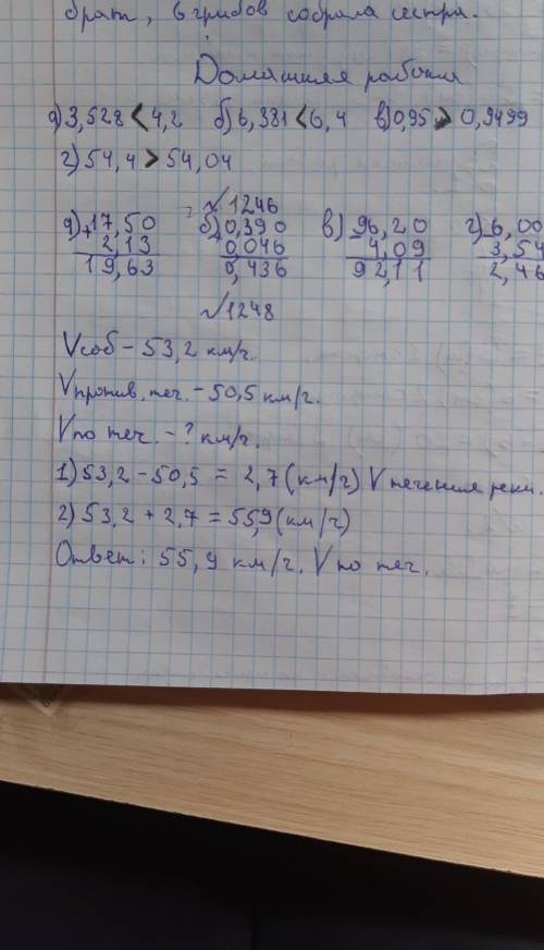 (1244. Сравните числа.а) 3528 и 4,2; б) 6,381 и 6,4; В) 0,95 и 0,9499, г)54,4 и 54,04​