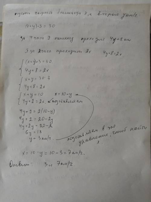 Задачу решить с системы линейных уравнений. Из двух поселков одновременно вышли на встречу друг друг