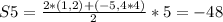 S5=\frac{2*(1,2)+(-5,4*4)}{2}*5=-48